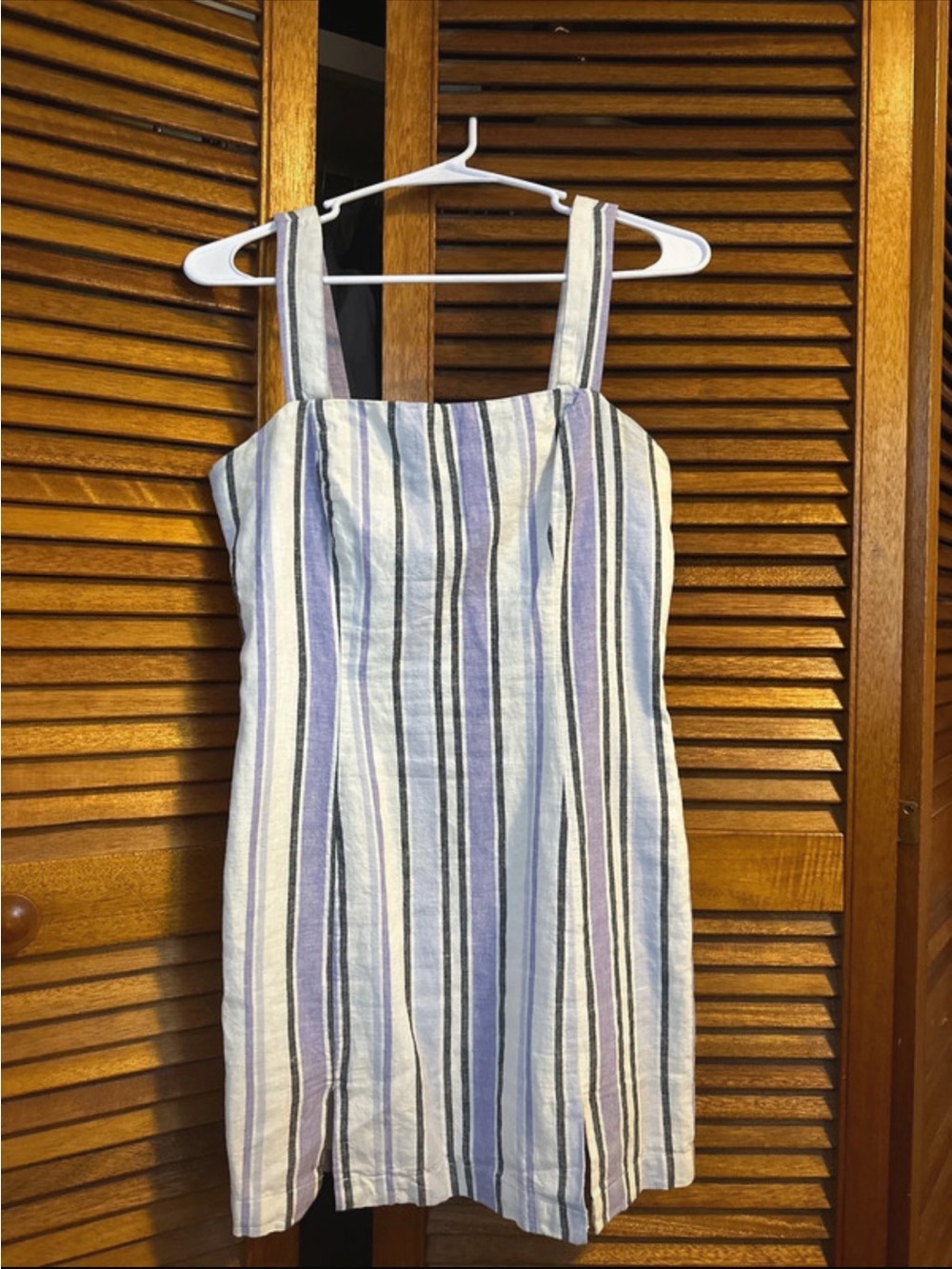 Forever 21 Striped Square-Neck Mini Dress in White and purple